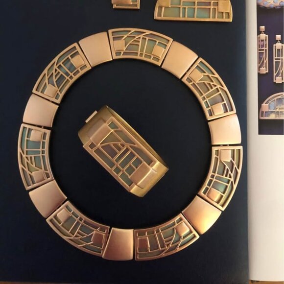 BOOK PIECE - Vintage Monet Rose Gold & Aurora Borealis Tympany Collar - FULL SET - Picture 2 of 8